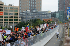 Protestors walk the Brooklyn Bridge.
Photo by Lloyd Mitchell