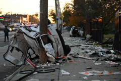 A driver of a Honda pilot is in critical condition after he struck a pole causing his car to spilt in half.
Photo by Lloyd Mitchell