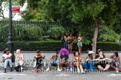 Gay pride participants take a break during the parade. After COVID-19 put a stop to gay pride in 2020, New Yorkers came out in full force to celebrate and party on June 27, 2021, in New York, NY. (Photo by Gabriele Holtermann)