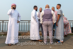 Members of the Islamic Society of Bay Ridge mingle after prayer at the Eid-Al-Adha celebration in Bensonhurst, Brooklyn, NY, on July 20, 2021. (Photo by Gabriele Holtermann for Brooklyn Paper)
