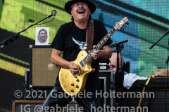 Guitar legend Carlos Santana performs for the crowd attending the "We Love NYC Homecoming Concert" on the Great Lawn in Central Park  in New York, NY, on June 23, 2021.  (Photo by Gabriele Holtermann for amNY)