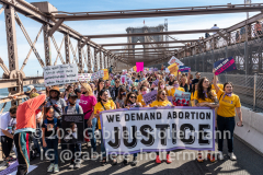 Hundreds of protesters cross the Brooklyn Bridge at a march for women's reproductive rights in New York City on Oct. 2, 2021.  Gabriele Holtermann for the New York Post