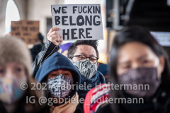 Sunnyside residents hold a rally standing up against Asian hate crimes in Queens, NY,  on Mar. 6. (Photo by Gabriele Holtermann for Queens Courier)