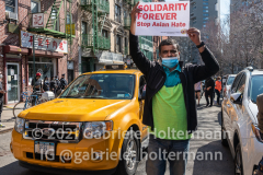 New Yorker City cab drivers show solidarity with a rally protesting the rise in Asian hate crimes in Columbia Park in New York, NY, on March 21, 2021. (Photo by Gabriele Holtermann for amNY)