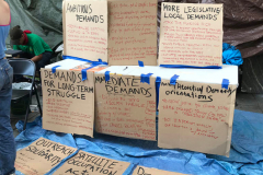Occupys demand and action plans at occupy city hall. Photo diane cohen