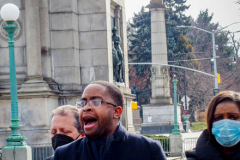 New York State Senator, Zellnor Y. Myrie speaks to the public and press.
New York City and New York state elected officials are advocating for the expansion of voting rights as the country observes the one-year anniversary of the attack on the U.S. Capitol. Brooklyn, NY, January 6, 2022. (C) Bianca Otero