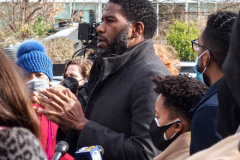 New York City Public Advocate, Humane Williams speaks to the public and press.
New York City and New York state elected officials are advocating for the expansion of voting rights as the country observes the one-year anniversary of the attack on the U.S. Capitol. Brooklyn, NY, January 6, 2022. (C) Bianca Otero