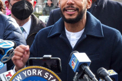 Brooklyn Borough President, Antonio Reynoso speaks to the public and Press.
New York City and New York state elected officials are advocating for the expansion of voting rights as the country observes the one-year anniversary of the attack on the U.S. Capitol. Brooklyn, NY, January 6, 2022. (C) Bianca Otero