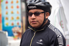 The bicycle delivery man who went thru a red light in Columbus Circle and knocked over a woman, injuring her in NYC on 11 May 2022.