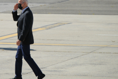 President Joe Biden touches down at JFK airport on Sept 7th. He arrives to check damages from hurricane IDA.