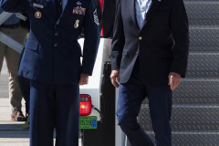 U.S. President Joe Biden disembarks from Air Force One at John F. Kennedy (JFK) airport in New York, U.S., on Tuesday, Sept. 7, 2021. Biden is visiting parts of New York City and New Jersey that suffered damage when remnants of Hurricane Ida hit the region with flash flooding that killed at least 40 people.