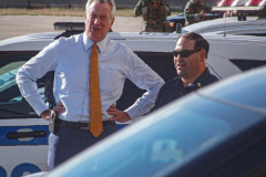 New York CIty Mayor, Bill de Blasio awaits the arrival of President Joe Biden at the JFK airport, September 20, 2021. (C) Bianca Otero September 20, 2021