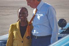 New York CIty Mayor, Bill de Blasio and wife, Chirlane McCray await the arrival of President Joe Biden at the JFK airport, September 20, 2021. (C) Bianca Otero September 20, 2021
