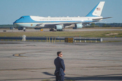 Air Force One arrives at JFK airport carrying President Joe Biden who is on his way to the UN General Assembly which kicks off on September 21, 2021. (C) Bianca Otero September 20, 2021.