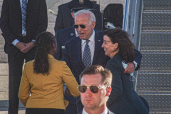 President Joe Biden steps off of Air Force One and greets New York Governor, Kathy Hochal and NYC Mayor's wife Chirlane McCray after arriving at JFK airport on his way to the UN General Assembly which kicks off on September 21, 2021. (C) Bianca Otero September 20, 2021.