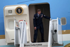 February 1, 2022  New York   
President Joseph R. Biden arrives at John F. Kennedy Airport to meet New York City Mayor Eric Adams  and other elected officals to discuss gun violence and to draw up strategy to combat it.