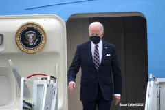 February 1, 2022  New York   
President Joseph R. Biden arrives at John F. Kennedy Airport to meet New York City Mayor Eric Adams  and other elected officals to discuss gun violence and to draw up strategy to combat it.