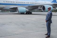 White House security  in front of Air Force One at JFK airport. President Joe Biden attended the 76th UN General Assembly in Manhattan. President Biden declared that the US will use "relentless diplomacy" instead of military means like that of the Afghanistan "relentless war" and that the next decade is a "decisive decade" for the world and our decisions will determine the global community's future. (C) Bianca Otero September 21, 2021