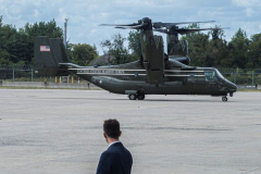 White House security overviews an Osprey landing at JFK airport. President Joe Biden attended the 76th UN General Assembly in Manhattan. President Biden declared that the US will use "relentless diplomacy" instead of military means like that of the Afghanistan "relentless war" and that the next decade is a "decisive decade" for the world and our decisions will determine the global community's future. (C) Bianca Otero September 21, 2021