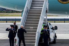 President Joe Biden boards Air Force One at JFK Airport after speaking for his first time at the 76th UN General Assembly as President on September 21, 2021. President Biden declared that the US will use "relentless diplomacy" instead of military means like that of the Afghanistan "relentless war" and that the next decade is a "decisive decade" for the world and our decisions will determine the global community's future. (C) Bianca Otero September 21, 2021