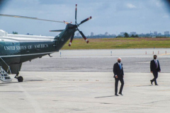 President Joe Biden unboards Marine One after returing from the 76th UN General Assembly in which the President spoke for the first time at the Assembly. President Biden declared that the US will use "relentless diplomacy" instead of military means like that of the Afghanistan "relentless war" and that the next decade is a "decisive decade" for the world and our decisions will determine the global community's future. (C) Bianca Otero September 21, 2021   (C) Bianca Otero September 21, 2021