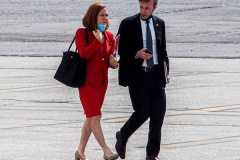 White House Press Secretary, Jen Psaki walks to Air Force One after a day at the UN General Assembly in which President Joe Biden spoke for his first time as President on September 21, 2021. President Biden declared that the US will use "relentless diplomacy" instead of military means like that of the Afghanistan "relentless war" and that the next decade is a "decisive decade" for the world and our decisions will determine the global community's future. (C) Bianca Otero September 21, 2021