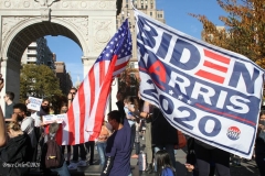 Celebrations breakout all over New York City with the news of  Biden/ Harris  Presidential victory. Washington Square Park celebration