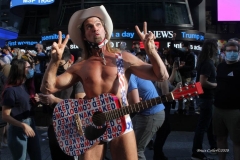 Celebrations breakout all over New York City with the news of  Biden/ Harris  Presidential victory. Naked Cowboy in Times Square