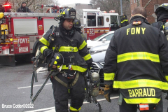 March 17, 2022  New York, 
New York City Fire Department personnel
battle an electrical fire in a 6th floor apartment 
in the Nostrand Houses in Sheepshead Bay.
