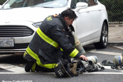 March 17, 2022  New York, 
New York City Fire Department personnel
battle an electrical fire in a 6th floor apartment 
in the Nostrand Houses in Sheepshead Bay.