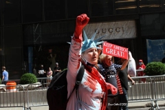 Juliet Germanotta age 39 dressed as Lady Liberty smears red paint on the Black Lives Matter mural in front of Trump Tower in Manhattan she was arrested and taken to the Midtown south precinct  . 8/23/2020