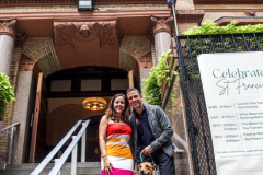 Dogs and their humans await entering the Church of St. Francis of Assisi in NYC for the Blessing of Animals that takes place every year on the first Sunday of October. 
In the Roman Catholic Church, St. Francis of Assisi is patron saint of animals, merchants and ecology.
People from all over bring their beloved furry and not so furry companions to receive blessings. This year broke an all time record of attendees who seek better horizons and better health for the upcoming year. (C) Bianca Otero, NYC. October 3, 2021.