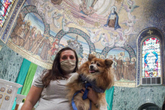 Animals and their humans receive blessings in the ceremony inside the Church of St. Francis of Assisi, NYC during the Blessing of Animals that takes place every year on the first Sunday of October. 
In the Roman Catholic Church, St. Francis of Assisi is patron saint of animals, merchants and ecology.
People from all over bring their beloved furry and not so furry companions to receive blessings. This year broke an all time record of attendees who seek better horizons and better health for the upcoming year. (C) Bianca Otero, NYC. October 3, 2021.