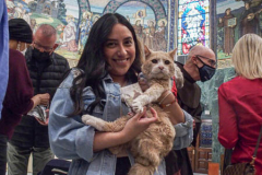 Animals and their humans receive blessings in the ceremony inside the Church of St. Francis of Assisi, NYC during the Blessing of Animals that takes place every year on the first Sunday of October. 
In the Roman Catholic Church, St. Francis of Assisi is patron saint of animals, merchants and ecology.
People from all over bring their beloved furry and not so furry companions to receive blessings. This year broke an all time record of attendees who seek better horizons and better health for the upcoming year. (C) Bianca Otero, NYC. October 3, 2021.