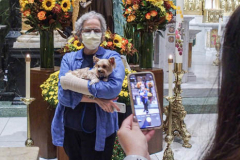Animals and their humans receive blessings in the ceremony inside the Church of St. Francis of Assisi, NYC during the Blessing of Animals that takes place every year on the first Sunday of October. 
In the Roman Catholic Church, St. Francis of Assisi is patron saint of animals, merchants and ecology.
People from all over bring their beloved furry and not so furry companions to receive blessings. This year broke an all time record of attendees who seek better horizons and better health for the upcoming year. (C) Bianca Otero, NYC. October 3, 2021.