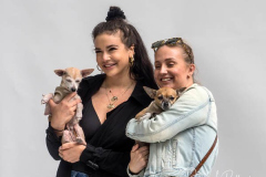 Two women pose with their  Chihuahua's at The blessing of animals at Cathedral Church of St. John The Divine. The Blessing Of The Animals is connected with World Animal Day , which is also the Catholic day of remembrance for Saint Francis of Assisi. The founder of the Franciscan Order is considered the patron saint of animals