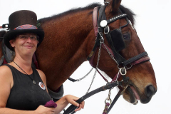 A woman and her horse at The blessing of animals at Cathedral Church of St. John The Divine. The Blessing Of The Animals is connected with World Animal Day , which is also the Catholic day of remembrance for Saint Francis of Assisi. The founder of the Franciscan Order is considered the patron saint of animals