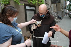 New York,   Blessing of the Animals at St. Francis of Assisi Church in Manhattan.
 St. Francis of Assisi is the patron saint of animals and it’s part of the Franciscan tradition to bless  furry friends on or near Francis’ feast day.