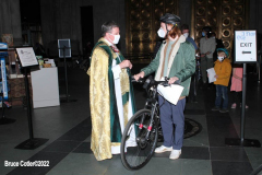 April 30, 2022  24th annual Blessing of the Bikes  held at Cathedral Church of Saint John the Devine.
Father Patrick Malloy, said a few kind words and then sprinkled the bikes with Holy Water, There was a moment of silence to remember those cyclists  lost in the past year, The Reverend Canon Patrick Malloy,
in Golden Vestments greets Bikers and conducts the ceremony.
