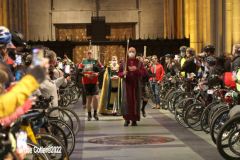 April 30, 2022  24th annual Blessing of the Bikes  held at Cathedral Church of Saint John the Devine.
Father Patrick Malloy, said a few kind words and then sprinkled the bikes with Holy Water, There was a moment of silence to remember those cyclists  lost in the past year, The Reverend Canon Patrick Malloy,
in Golden Vestments greets Bikers and conducts the ceremony.