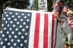 Back the Blue Rally started in Marine Park  then marchers walked thru the streets to Gerritsen Beach Brooklyn.The families of slain Police officers Russel Timoshenko and .Wenjan Liu attended the rally    8/9/2020
