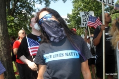 Back the Blue Rally started in Marine Park  then marchers walked thru the streets to Gerritsen Beach Brooklyn.The families of slain Police officers Russel Timoshenko and .Wenjan Liu attended the rally    8/9/2020