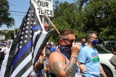 Back the Blue Rally started in Marine Park  then marchers walked thru the streets to Gerritsen Beach Brooklyn.The families of slain Police officers Russel Timoshenko and .Wenjan Liu attended the rally    8/9/2020