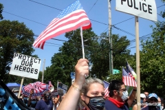 Back the Blue Rally started in Marine Park  then marchers walked thru the streets to Gerritsen Beach Brooklyn.The families of slain Police officers Russel Timoshenko and .Wenjan Liu attended the rally    8/9/2020