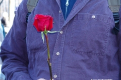 New York - Breonna Taylor Memorial and march to commemorate the one year anniversary of her death by police. Marchers held signs and red roses as they walk thru the streets of Brooklyn.