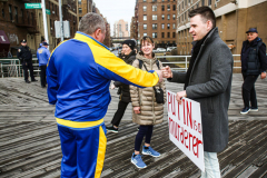 Russian and Ukrainian residents as well as other Slavic nationalities came together to protest the Russian War on Ukraine at Brighton Beach, Brooklyn. 

New York City has the largest Ukrainian, Russian and Slavic concentrated population in one area with in the United States. 
Sunday, March 6, 2022. (C) Bianca Otero