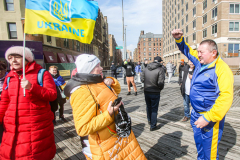 Russian and Ukrainian residents as well as other Slavic nationalities came together to protest the Russian War on Ukraine at Brighton Beach, Brooklyn. 

New York City has the largest Ukrainian, Russian and Slavic concentrated population in one area with in the United States. 
Sunday, March 6, 2022. (C) Bianca Otero