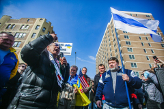 Russian and Ukrainian residents as well as other Slavic nationalities came together to protest the Russian War on Ukraine at Brighton Beach, Brooklyn. 

New York City has the largest Ukrainian, Russian and Slavic concentrated population in one area with in the United States. 
Sunday, March 6, 2022. (C) Bianca Otero