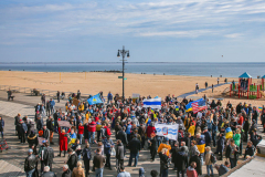 Russian and Ukrainian residents as well as other Slavic nationalities came together to protest the Russian War on Ukraine at Brighton Beach, Brooklyn. 

New York City has the largest Ukrainian, Russian and Slavic concentrated population in one area with in the United States. 
Sunday, March 6, 2022. (C) Bianca Otero