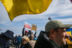 Russian and Ukrainian residents as well as other Slavic nationalities came together to protest the Russian War on Ukraine at Brighton Beach, Brooklyn. 

New York City has the largest Ukrainian, Russian and Slavic concentrated population in one area with in the United States. 
Sunday, March 6, 2022. (C) Bianca Otero